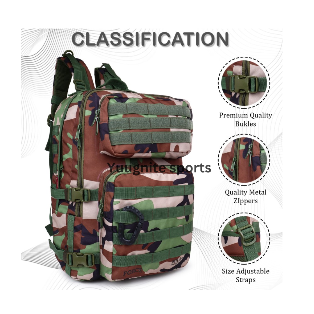 Best Archery Equipment in India Tactical Backpack Force (WOODLAND-CAMO) - Image 2